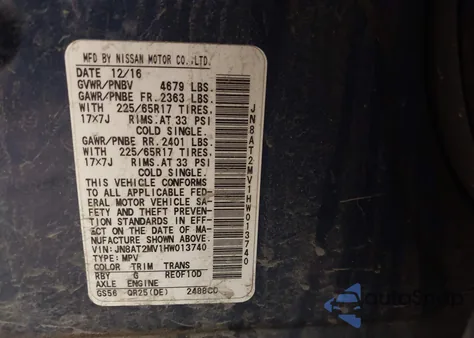 2017 Nissan Rogue S z USA, uszkodzony, nr VIN JN8AT2MV1HW013740